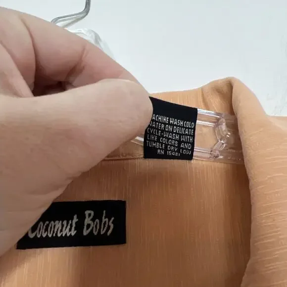 Coconut Bobs Mens Button Up Silk Shirt Size XL Orange Short Sleeve Cruise Beach - Picture 9 of 12